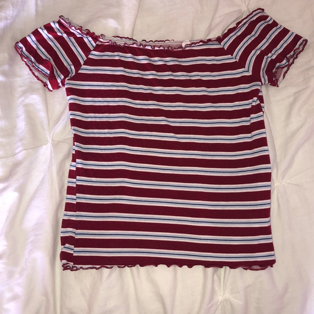 stripped off the shoulder shirt